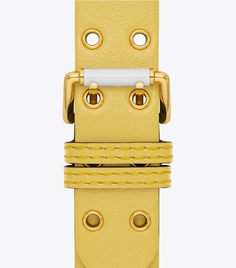 Tory Burch designer watches tory track smart watches Double Rivets Band for Apple Watch®, Yellow Leather in YELLOW 1 front main