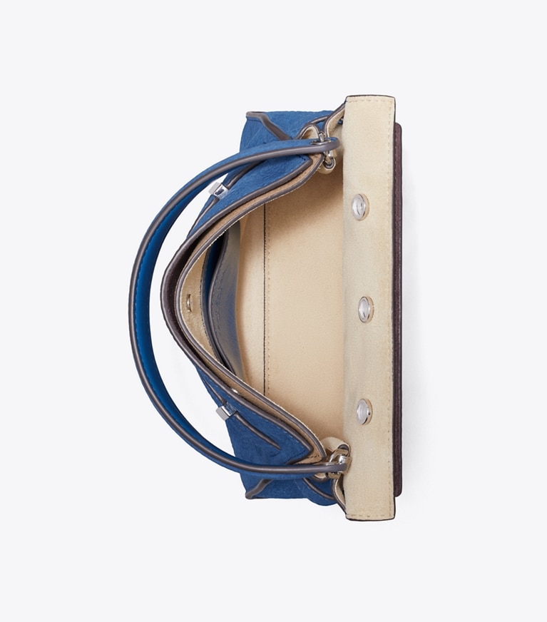Tory Burch designer sacs à bandoulière Double sac Petite Lee Radziwill en nubuck in Bright Blue dessus