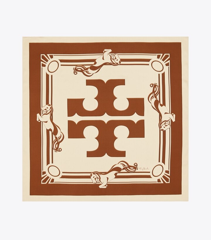 Double-Sided Cavalier Logo Silk Square Scarf: Women's Designer Scarves | Tory  Burch