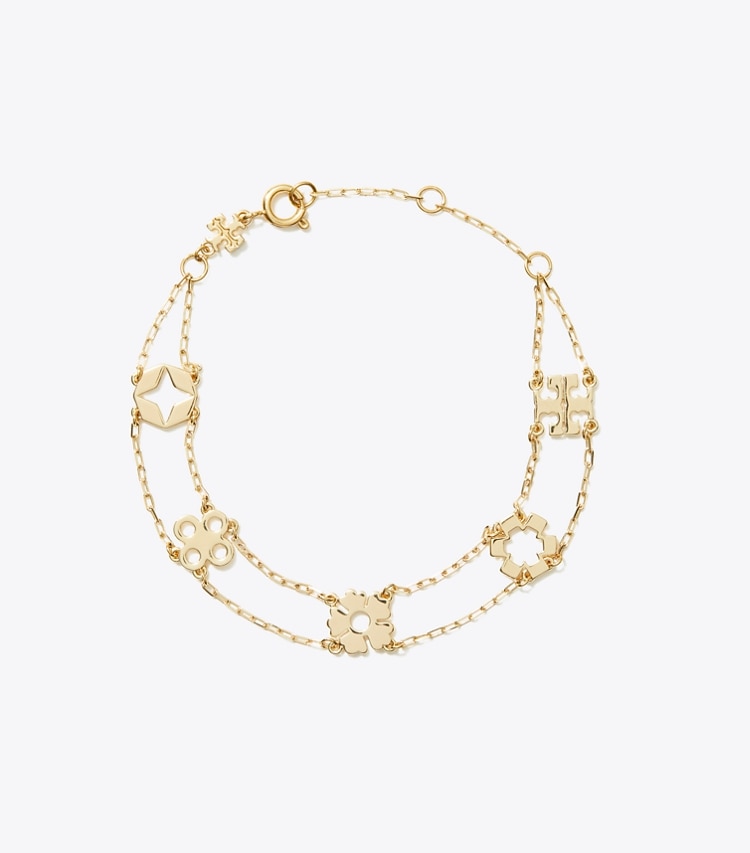 Tory Burch designer bracelets Double-Strand Bracelet in Tory Gold front