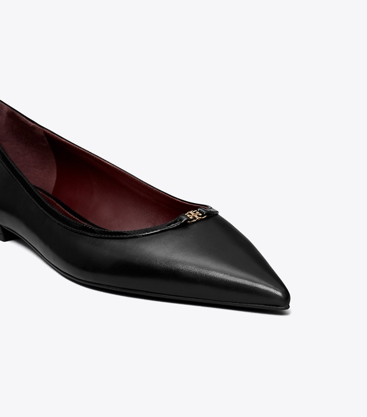 Tory Burch designer flats Double T Buckle Flat in PERFECT BLACK detail