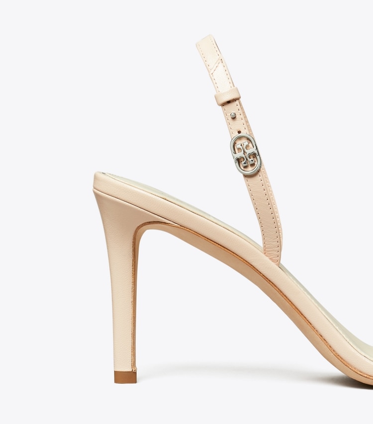 Tory Burch designer sandals Double T Buckle Heel Sandal in SOFT PINK detail