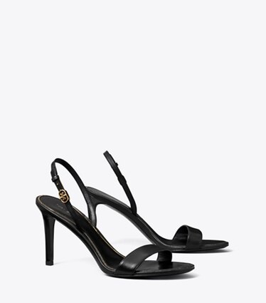 Designer black strappy heels hotsell