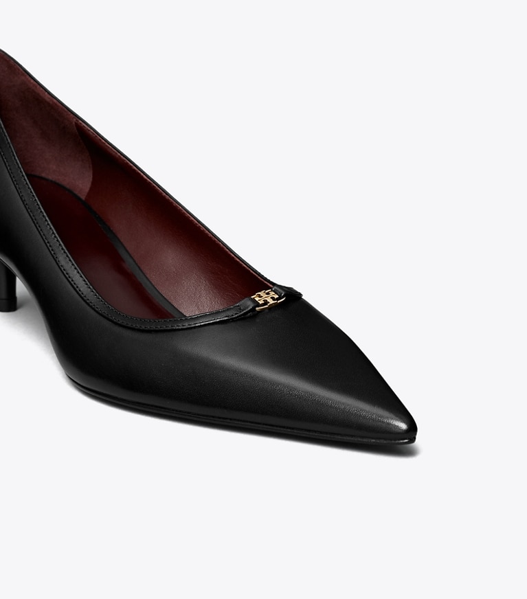 Tory Burch designer heels Double T Buckle Low-Heeled Pump in PERFECT BLACK / PERFECT BLACK angle