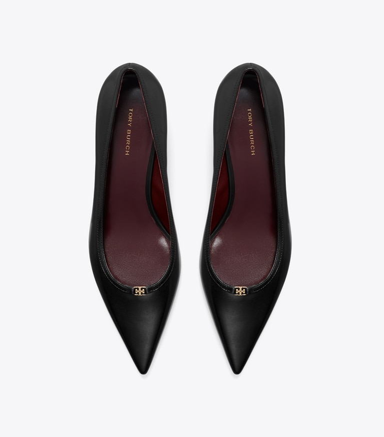 Tory Burch designer heels Double T Buckle Low-Heeled Pump in PERFECT BLACK / PERFECT BLACK angle