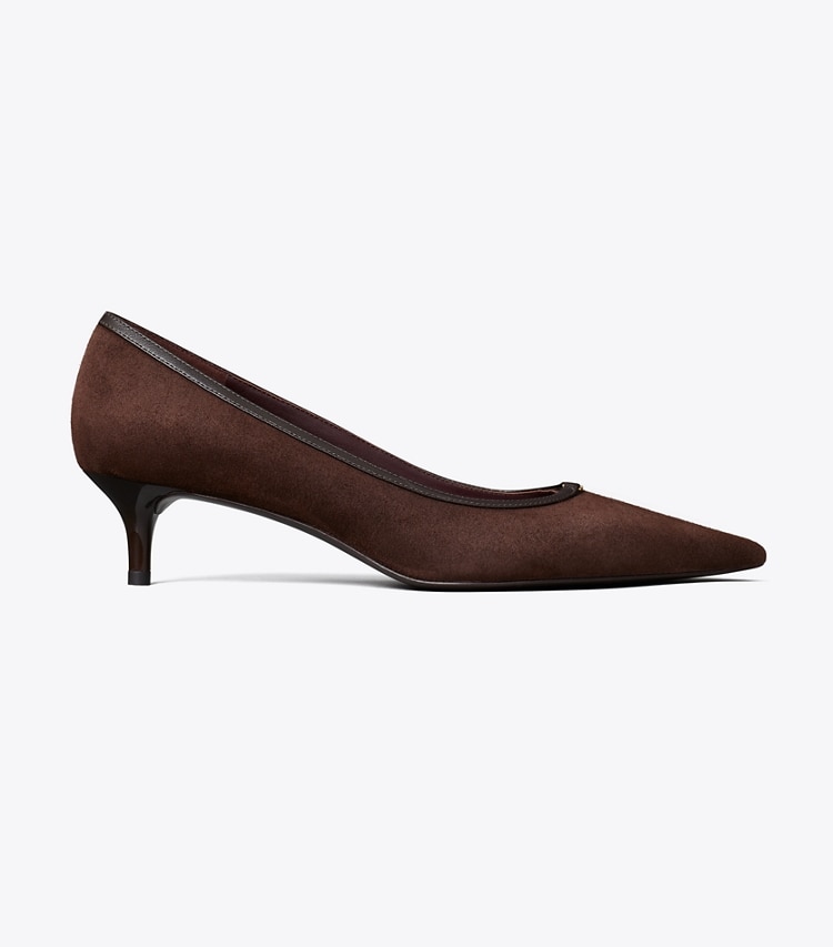 Tory Burch designer heels Double T Buckle Low-Heeled Pump in DARK COCOA side