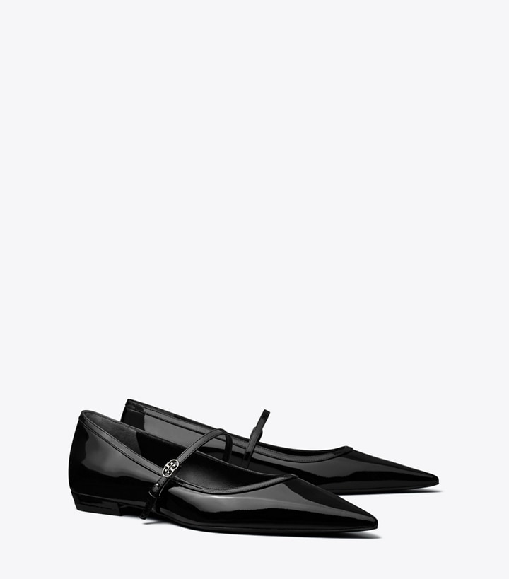 Tory Burch designer flats Double T Buckle Mary Jane in PERFECT BLACK / PERFECT BLACK angle