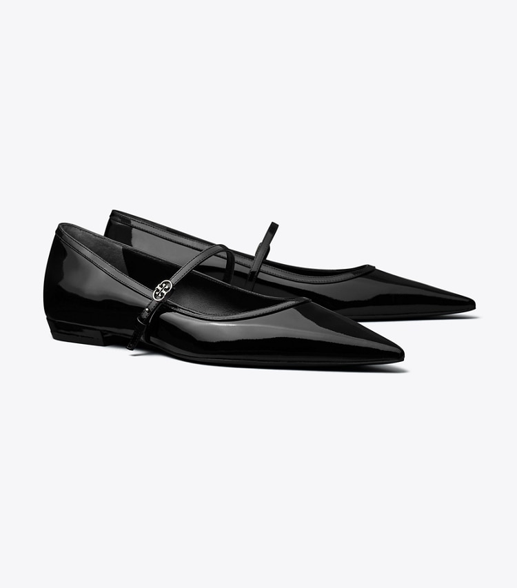 Tory Burch designer flats Double T Buckle Mary Jane in PERFECT BLACK / PERFECT BLACK angle
