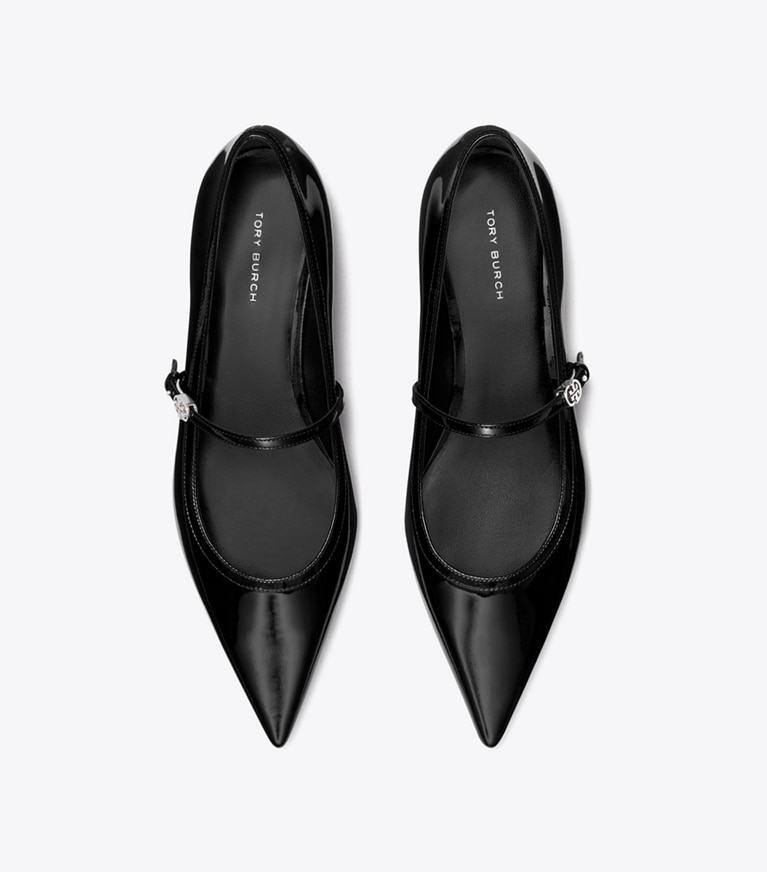 Tory Burch designer flats Double T Buckle Mary Jane in PERFECT BLACK / PERFECT BLACK angle