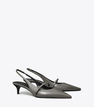 Tory Burch designer heels Double T Buckle Mary Jane Slingback in DARK GRIGIO / DARK GRIGIO angle