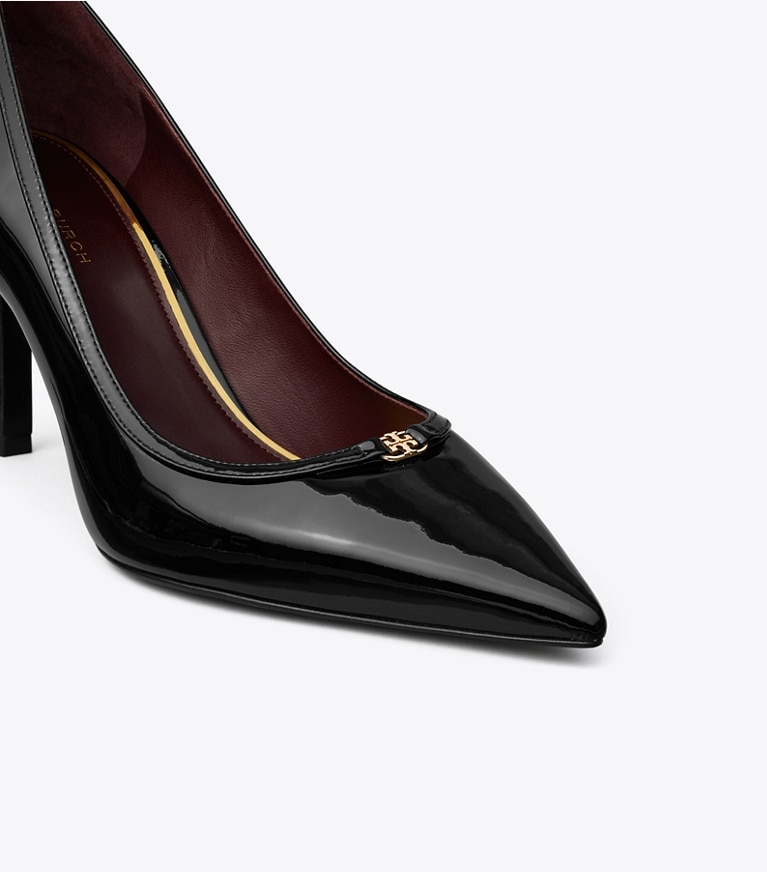 Tory Burch designer heels Double T Buckle Patent Pump in PERFECT BLACK angle