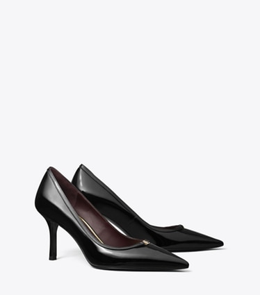Tory Burch designer heels Double T Buckle Pump in PERFECT BLACK angle