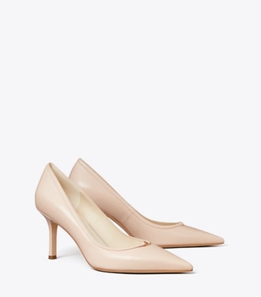 Tory Burch designer heels Double T Buckle Pump in SOFT PINK / SOFT PINK angle