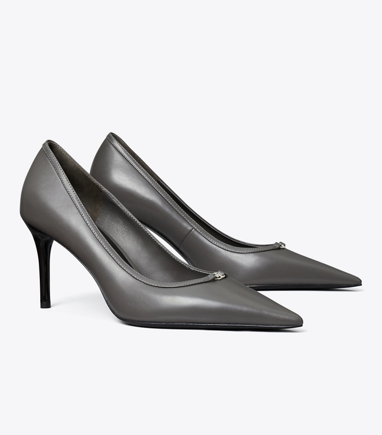 Tory Burch designer escarpins Double T Buckle Pump in DARK GRIGIO / DARK GRIGIO angle