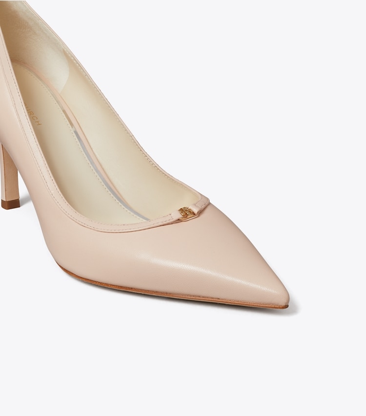 Tory Burch designer heels Double T Buckle Pump in SOFT PINK / SOFT PINK detail
