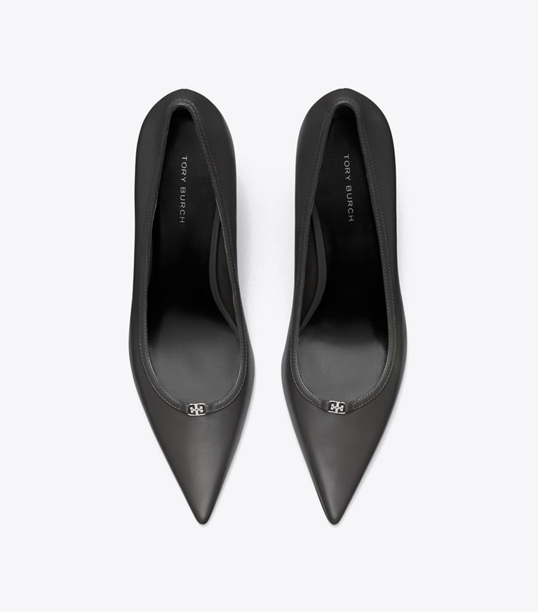 Tory Burch designer escarpins Double T Buckle Pump in DARK GRIGIO / DARK GRIGIO angle