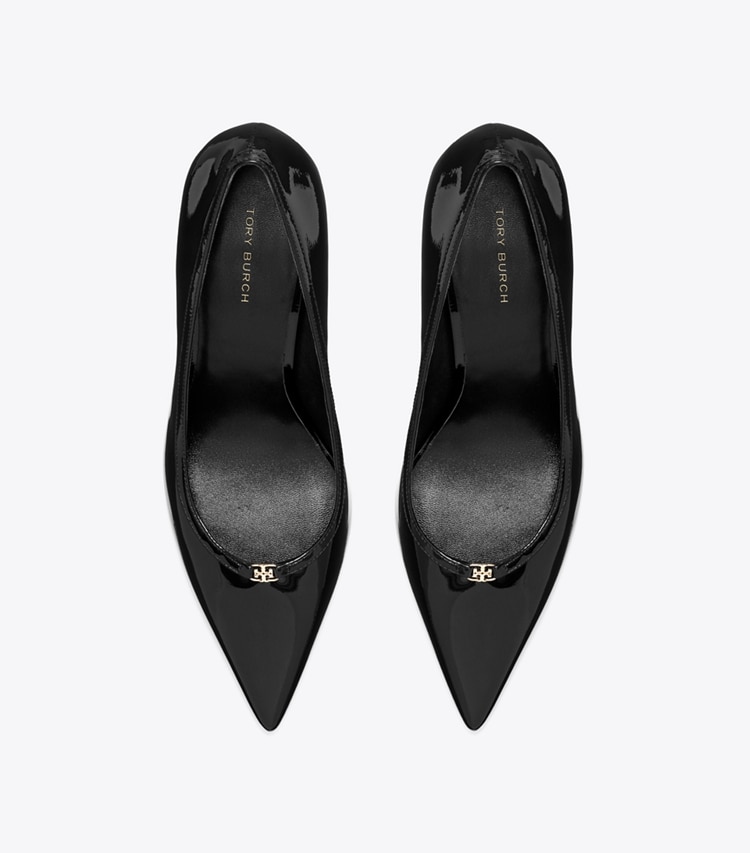 Tory Burch designer heels Double T Buckle Pump in PERFECT BLACK overhead