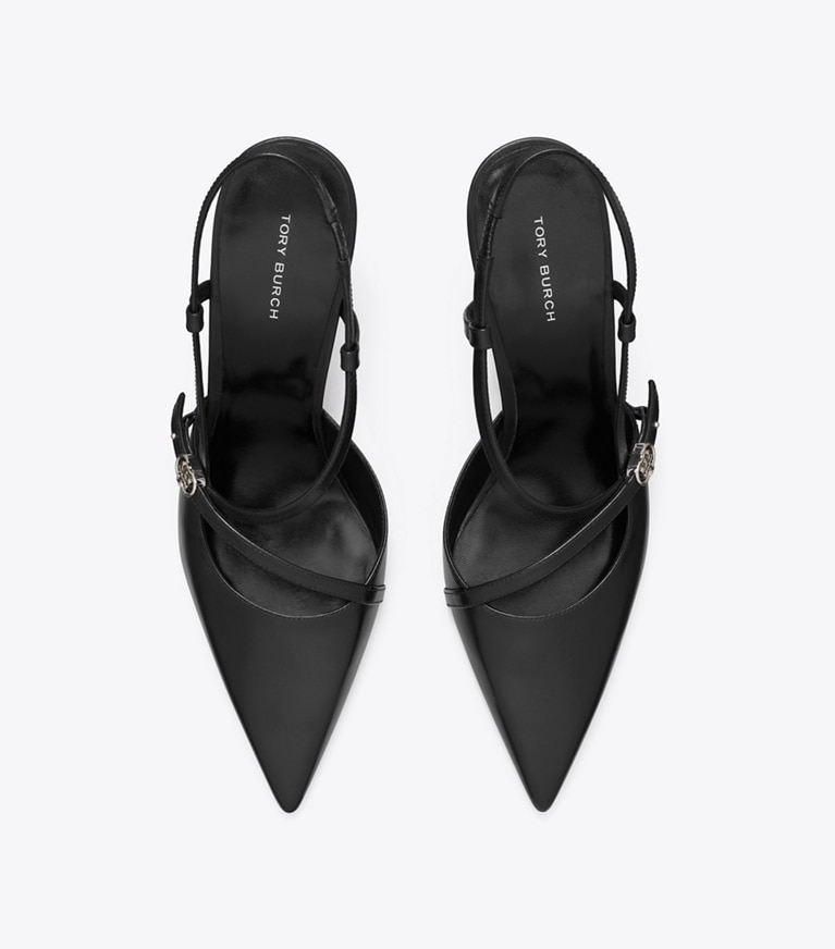 Tory Burch designer heels Double T Buckle Pump in PERFECT BLACK overhead