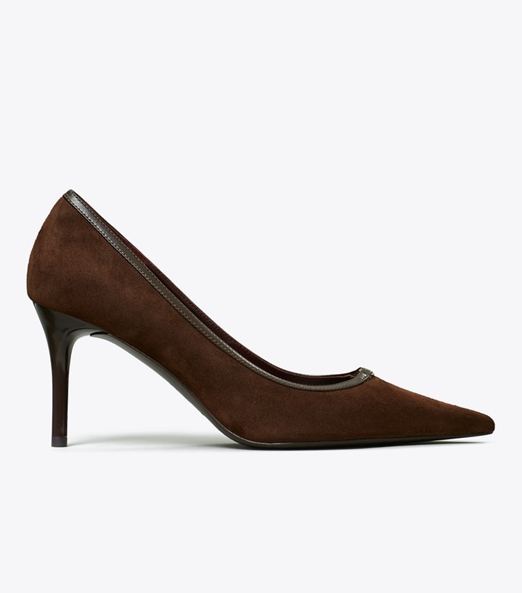 Tory Burch designer heels Double T Buckle Pump in DARK COCOA / DARK COCOA side