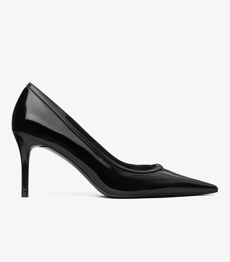 Tory Burch designer heels Double T Buckle Pump in PERFECT BLACK side