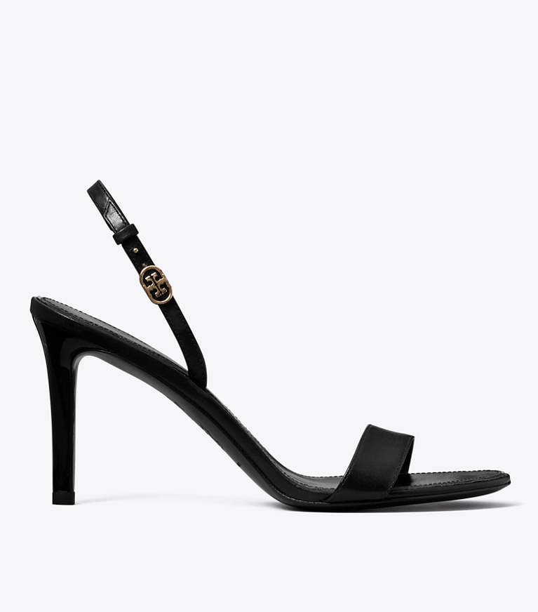 Tory Burch designer sandals Double T Buckle Sandal in PERFECT BLACK angle
