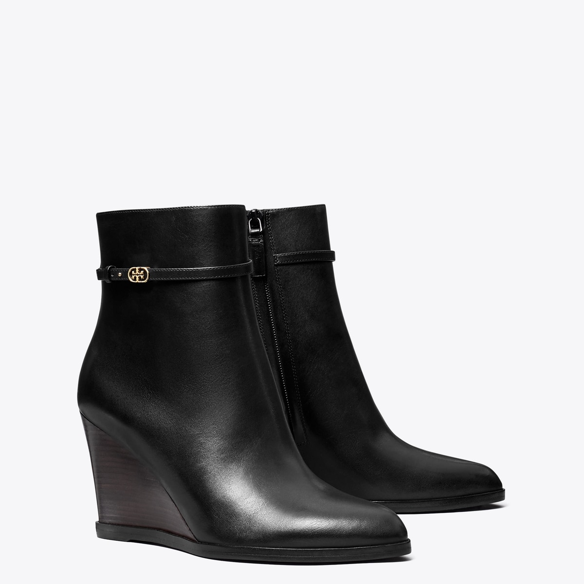 Black ankle wedge boots best sale