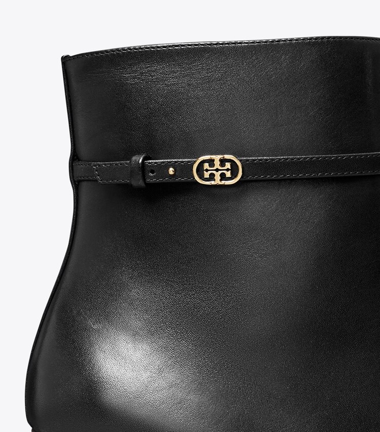 Tory Burch designer ブーティ ダブルTバックル ウェッジブーツ in PERFECT BLACK ディテール