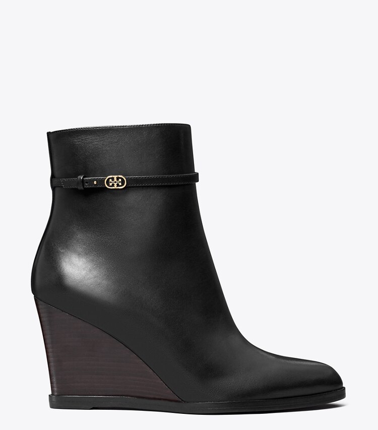 Tory Burch designer ブーティ ダブルTバックル ウェッジブーツ in PERFECT BLACK side