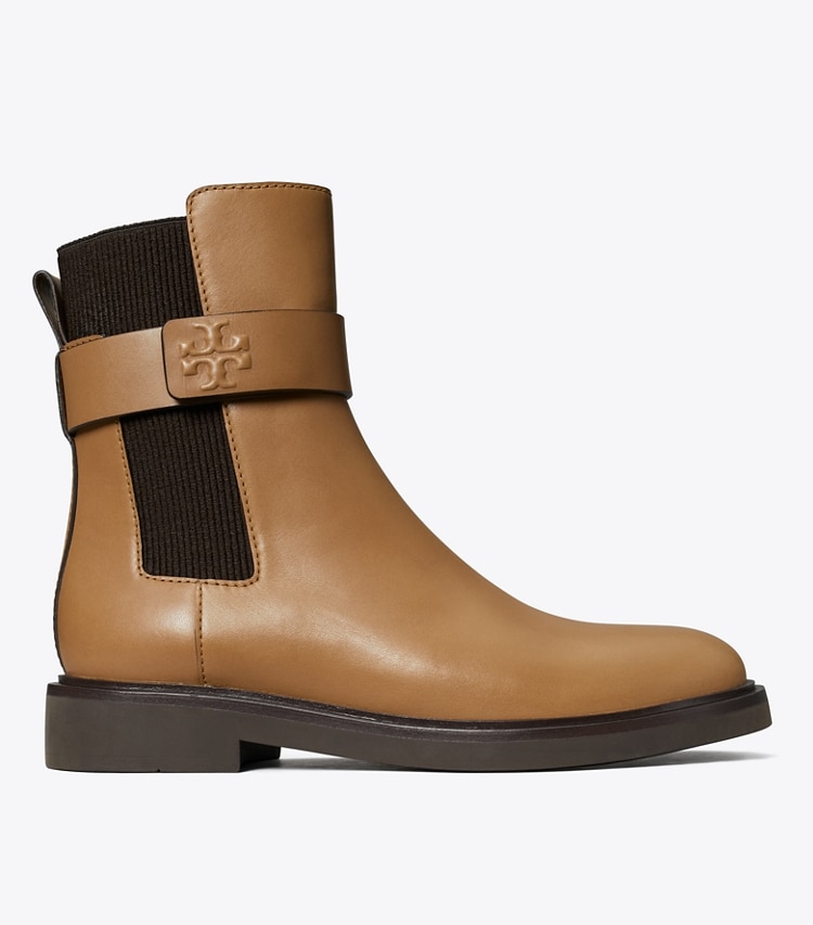 Tory Burch designer ankle boots Double T Chelsea Boot in ALMOND FLOUR / COCO side