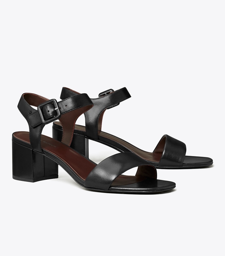 Tory Burch designer sandals Double T City Sandal in PERFECT BLACK angle