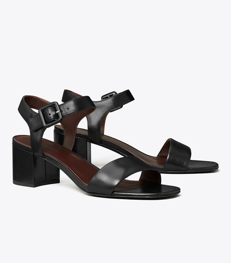 Tory Burch designer sandals Double T City Sandal in PERFECT BLACK angle