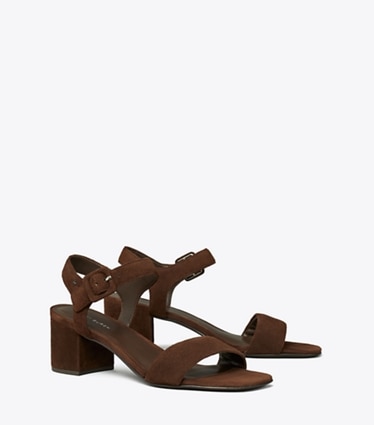 Tory Burch designer sandals Double T City Sandal in DARK COCOA angle