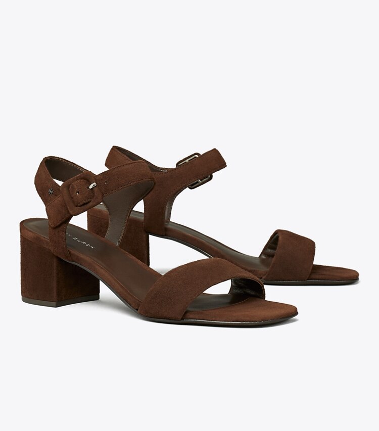 Tory Burch designer sandals Double T City Sandal in DARK COCOA angle