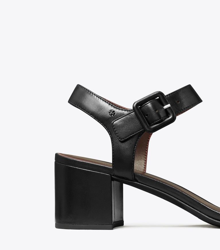 Tory Burch designer sandals Double T City Sandal in PERFECT BLACK angle