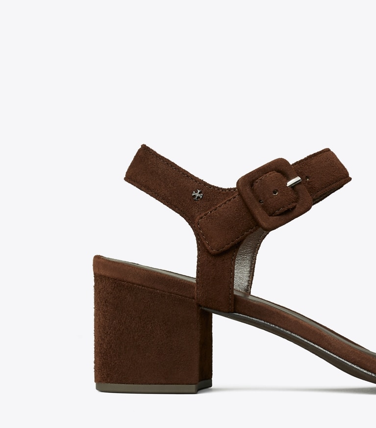 Tory Burch designer sandals Double T City Sandal in DARK COCOA angle