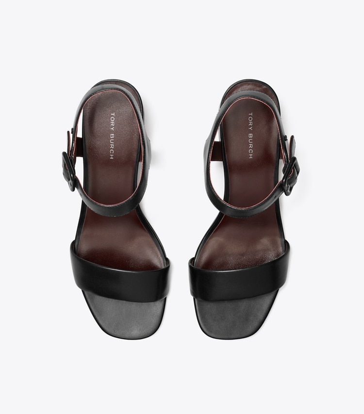 Tory Burch designer sandals Double T City Sandal in PERFECT BLACK overhead