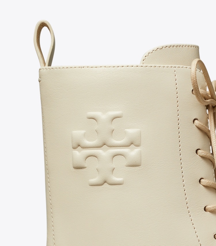 Tory Burch designer ankle boots Double T Combat Boot in LIGHT CREAM detail