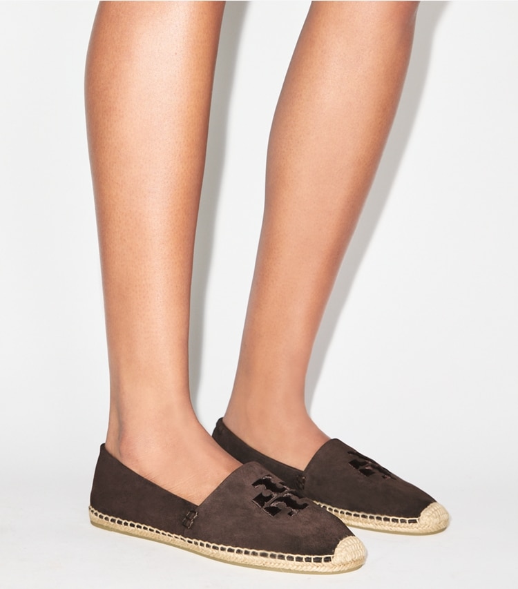 Tory Burch designer espadrilles Double T Espadrille in COCOA accessory on model