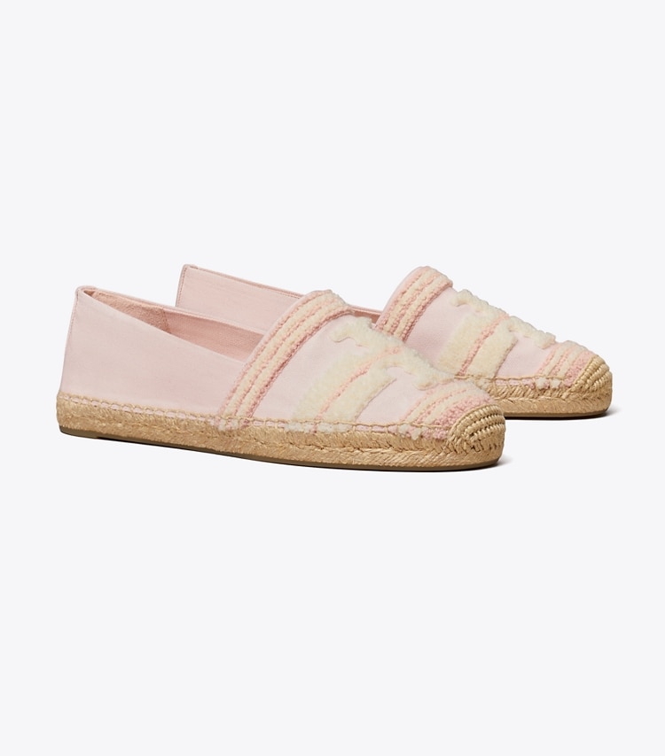 Tory Burch designer espadrilles Double T Espadrille in PINK TULLE angle