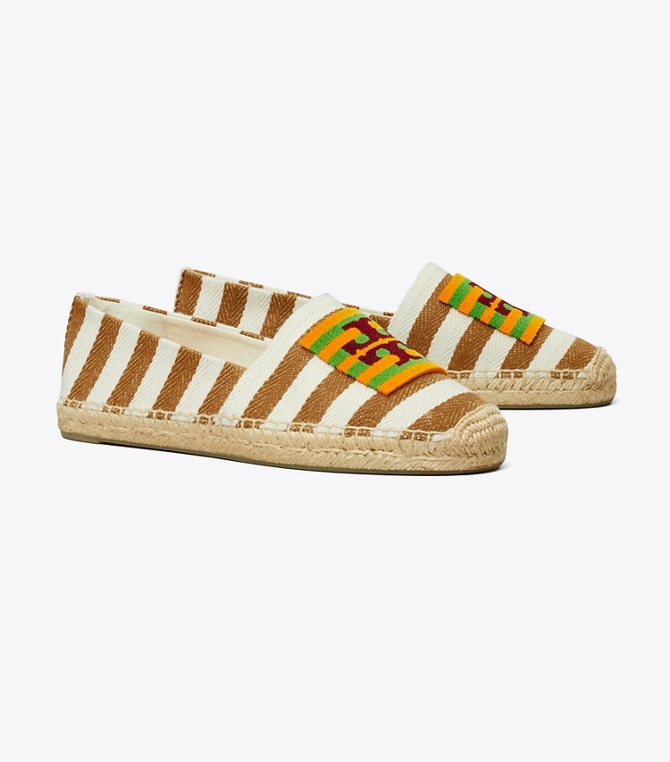 Tory Burch designer espadrilles Double T Espadrille in WHISKEY BROWN / NATURALE angle