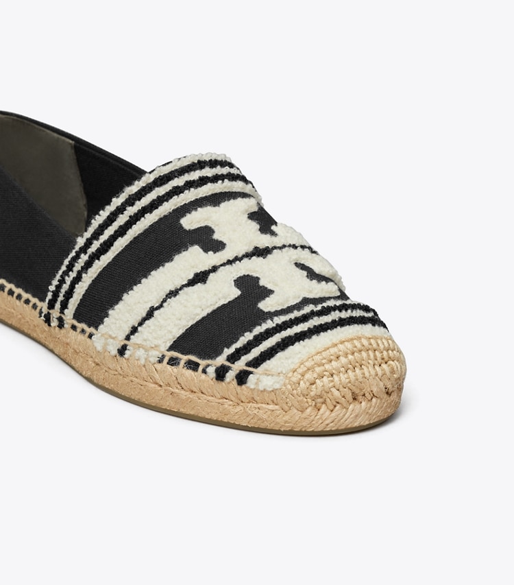 Tory Burch designer espadrilles Double T Espadrille in NERO / LIGHT ALABASTER detail