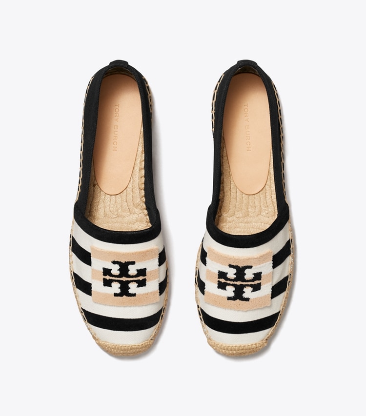 Tory Burch designer エスパドリーユ ダブルT エスパドリーユ in NATURAL / NERO オーバーヘッド