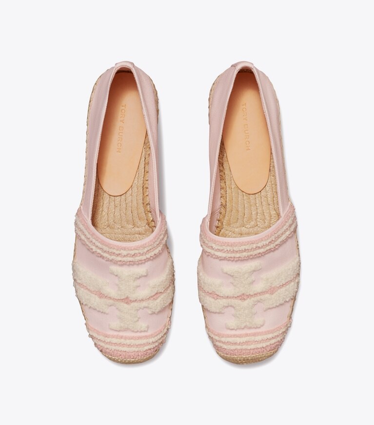 Tory Burch designer espadrilles Double T Espadrille in PINK TULLE angle