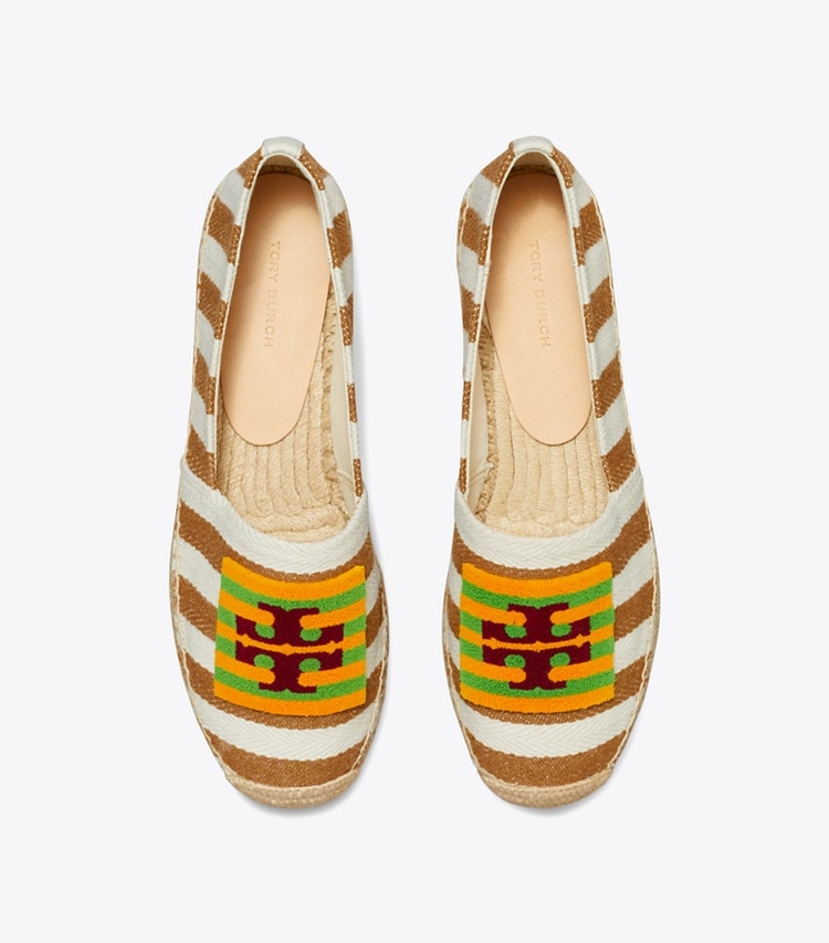 Tory Burch designer espadrilles Double T Espadrille in WHISKEY BROWN / NATURALE overhead