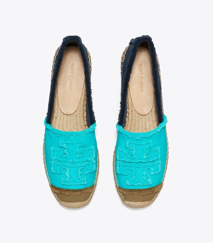 Tory Burch designer espadrilles Double T Espadrille in SUMMER SKY / ARMY / BLUE NOTTE overhead