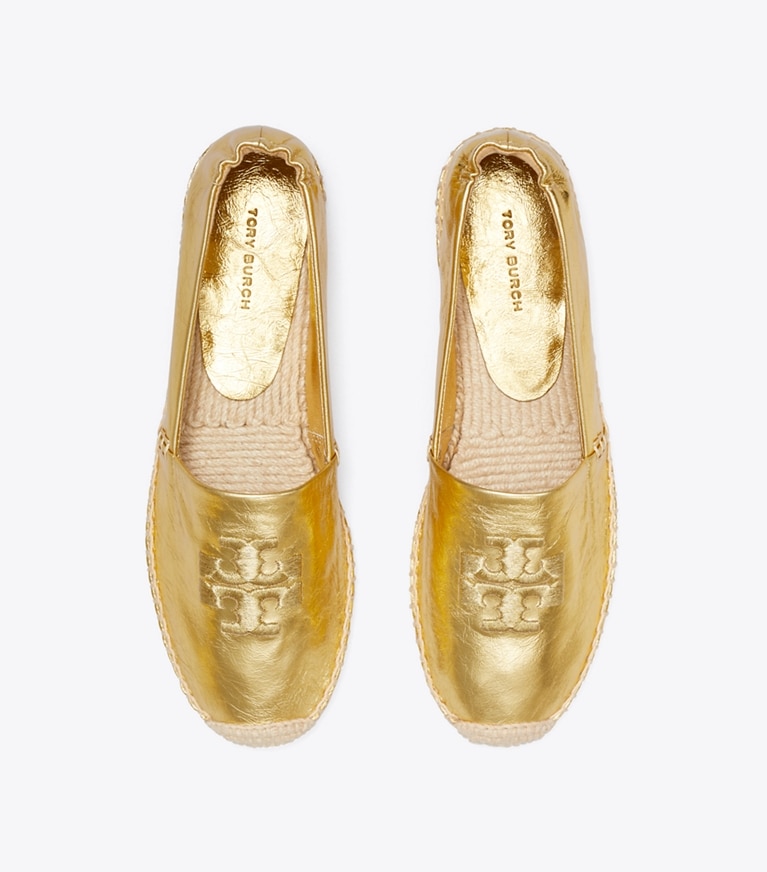 Tory Burch designer espadrilles Double T Espadrille in GOLD LEAF overhead