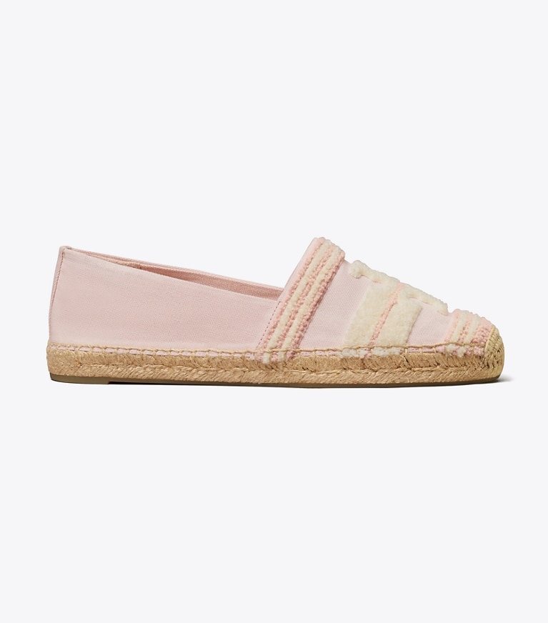 Tory Burch designer espadrilles Double T Espadrille in PINK TULLE angle