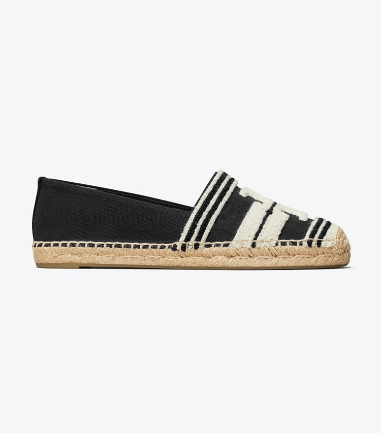 Tory Burch designer espadrilles Double T Espadrille in NERO / LIGHT ALABASTER side