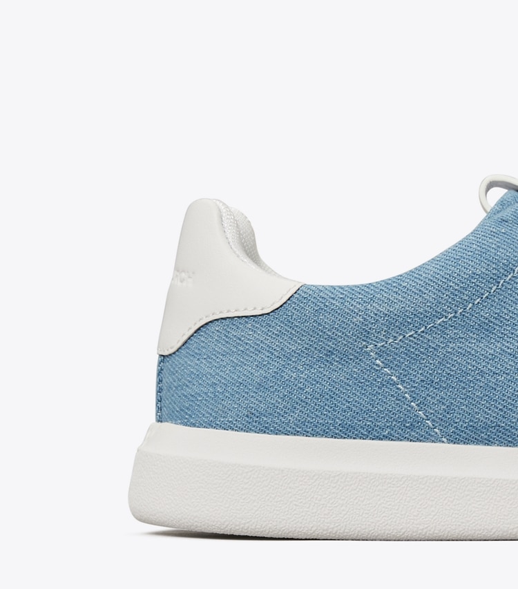 Tory Burch designer スニーカー ダブルT ハウエル コートスニーカー in DENIM / TITANIUM WHITE ディテール
