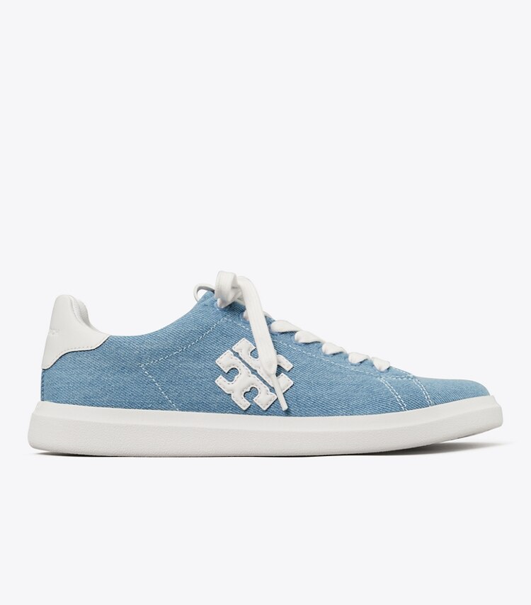 Tory Burch designer スニーカー ダブルT ハウエル コートスニーカー in DENIM / TITANIUM WHITE side